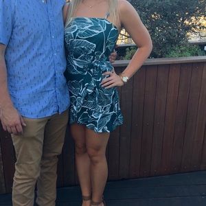 Palm leaf wrap dress